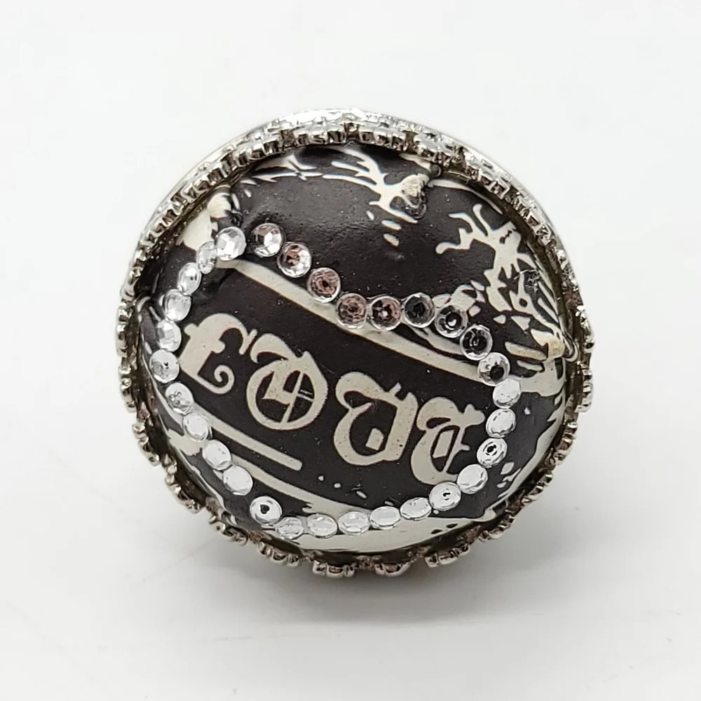 Love black silver rhinestone ring